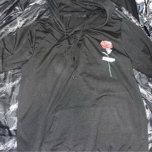 SHEIN Black Hoodie with Red Rose Graphic size large